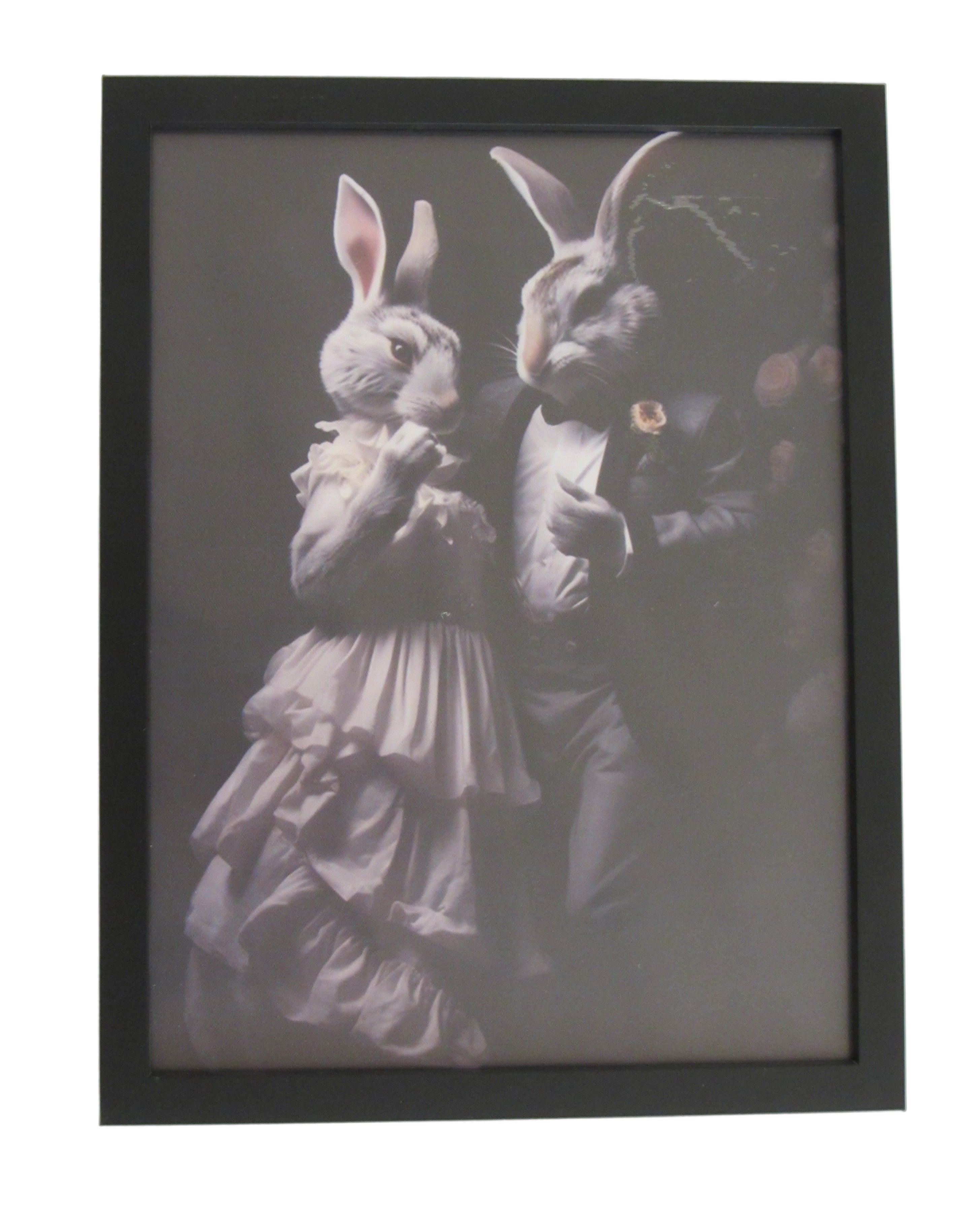 Ostern Hasen Bild 43 x 33cm gerahmt schwarz Design 2