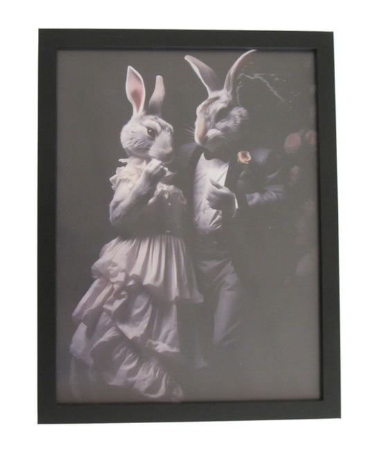 Ostern Hasen Bild 43 x 33cm gerahmt schwarz Design 2